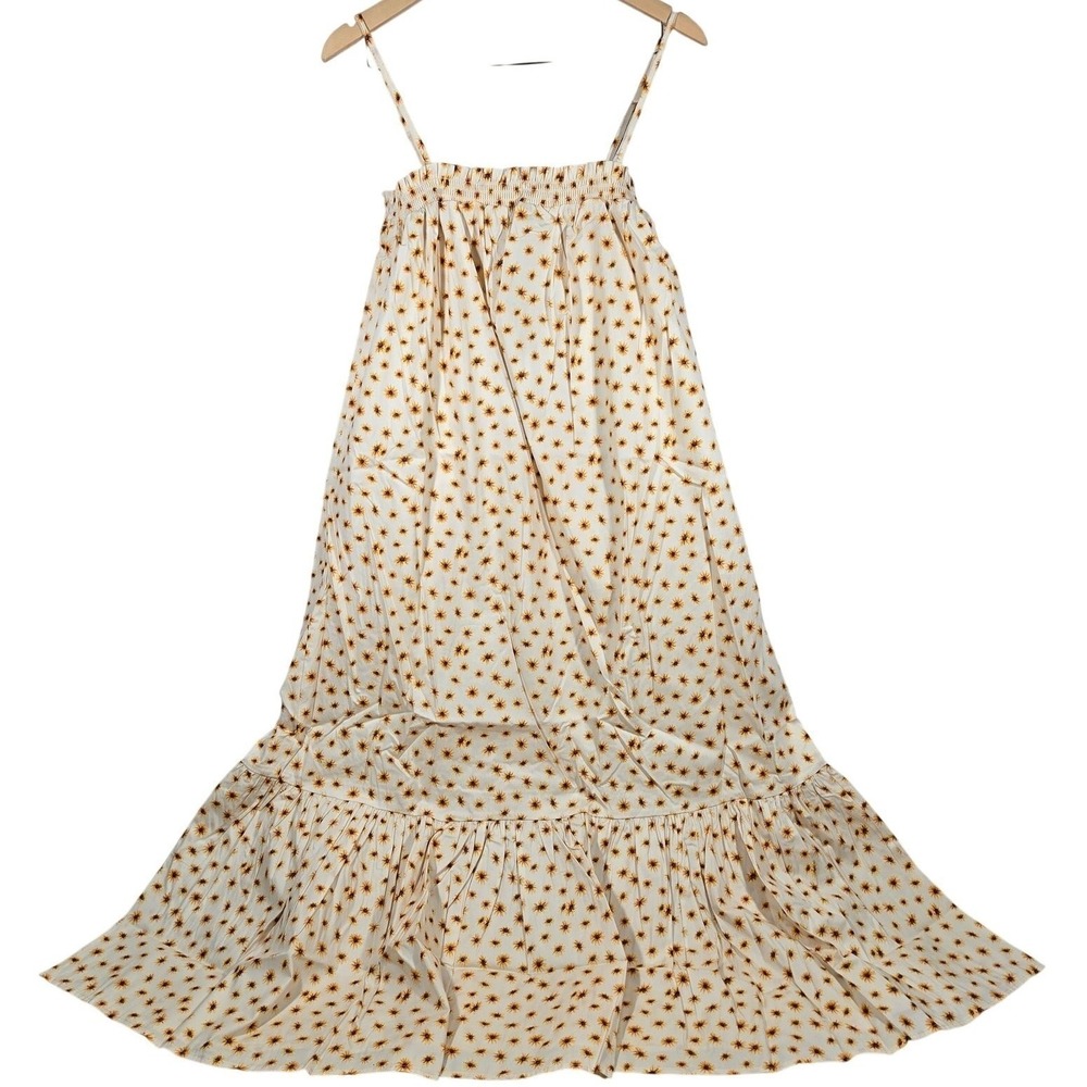 WeWoreWhat Smocked Midi Dress Ditsy Daisies‎ Ivory Multi Womens Size M New